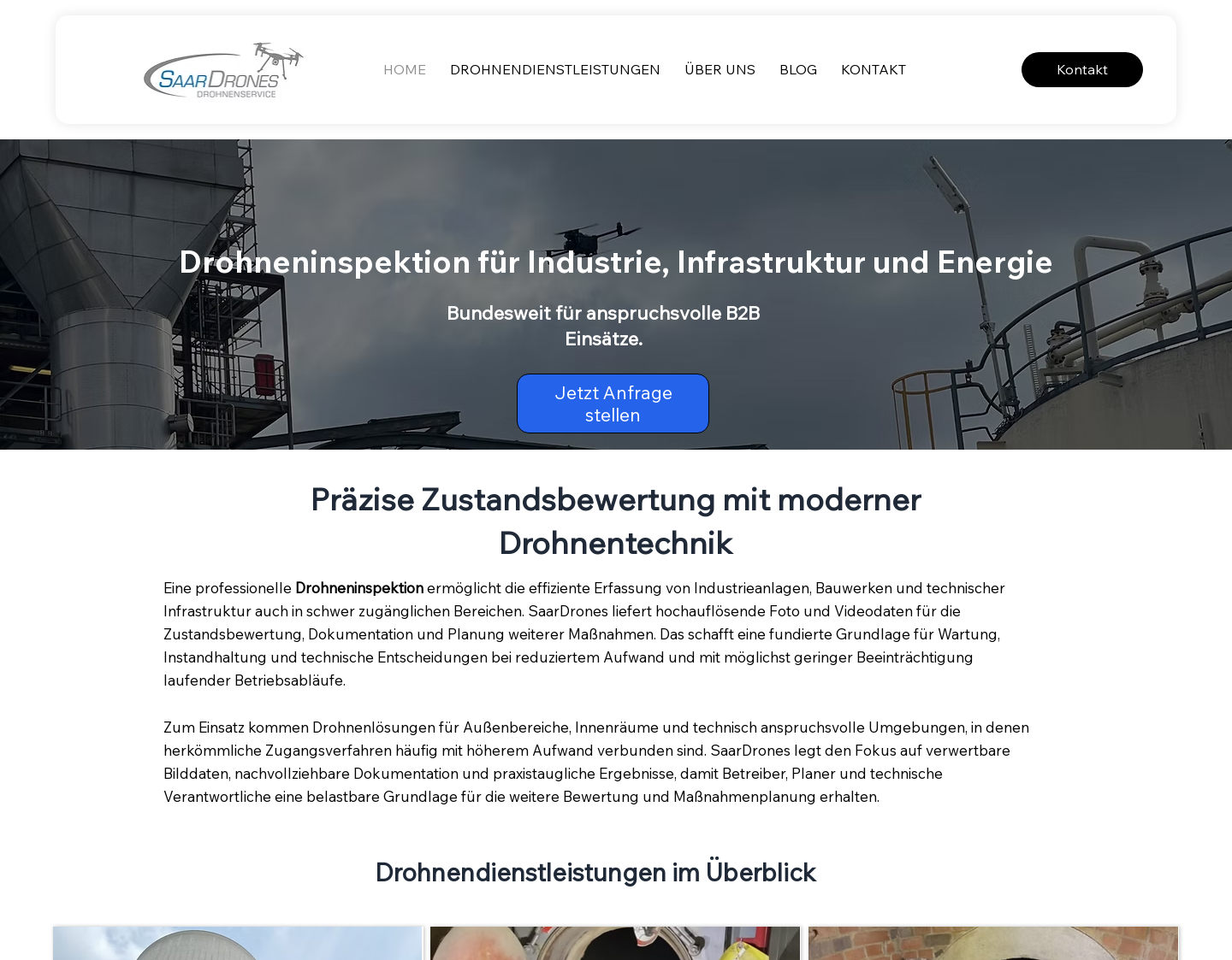 Aktuelle Website-Vorschau von SaarDrones GbR