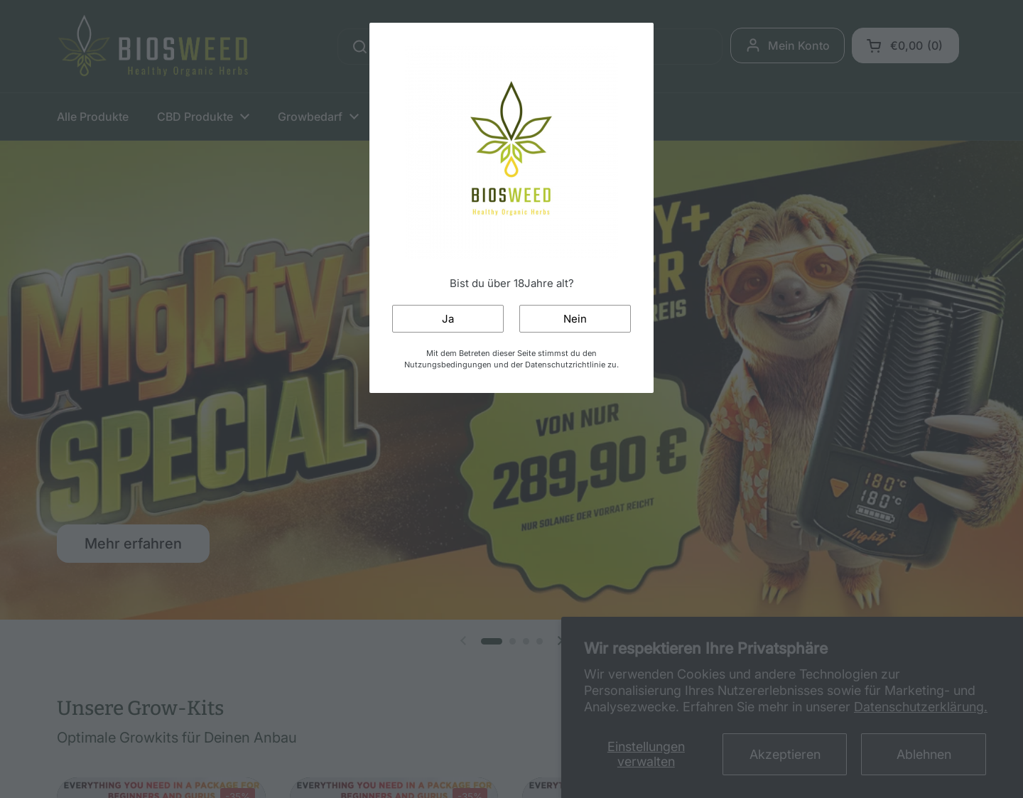 Aktuelle Website-Vorschau von CBD Biosweed