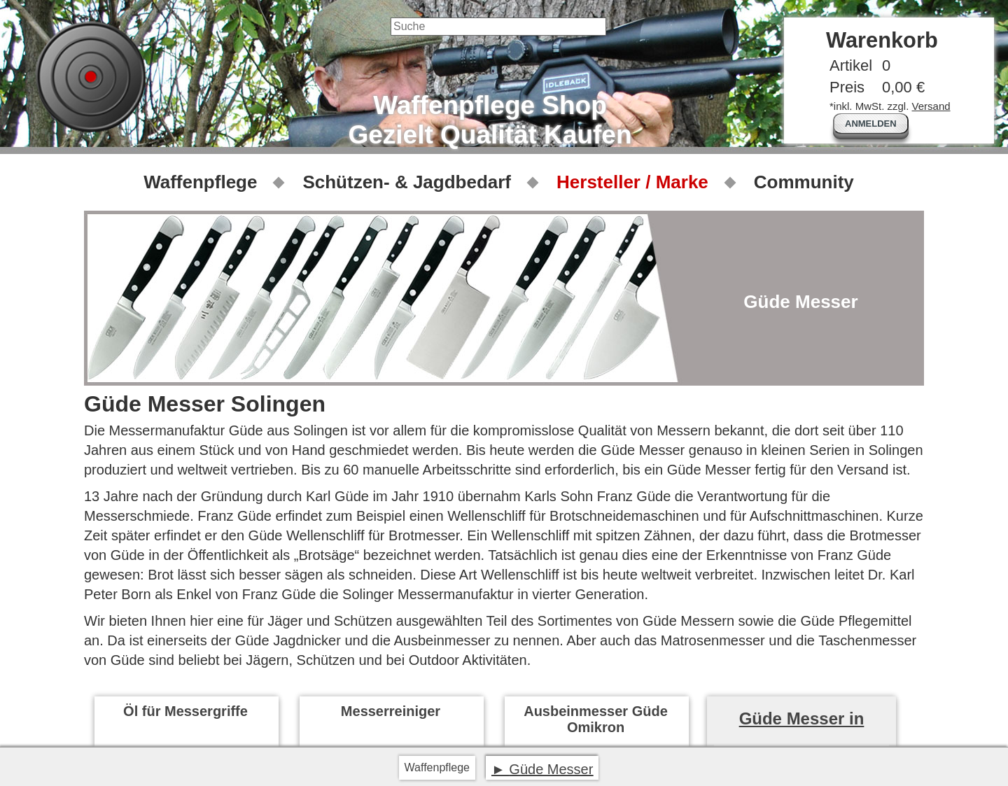 Aktuelle Website-Vorschau von Güde Messer