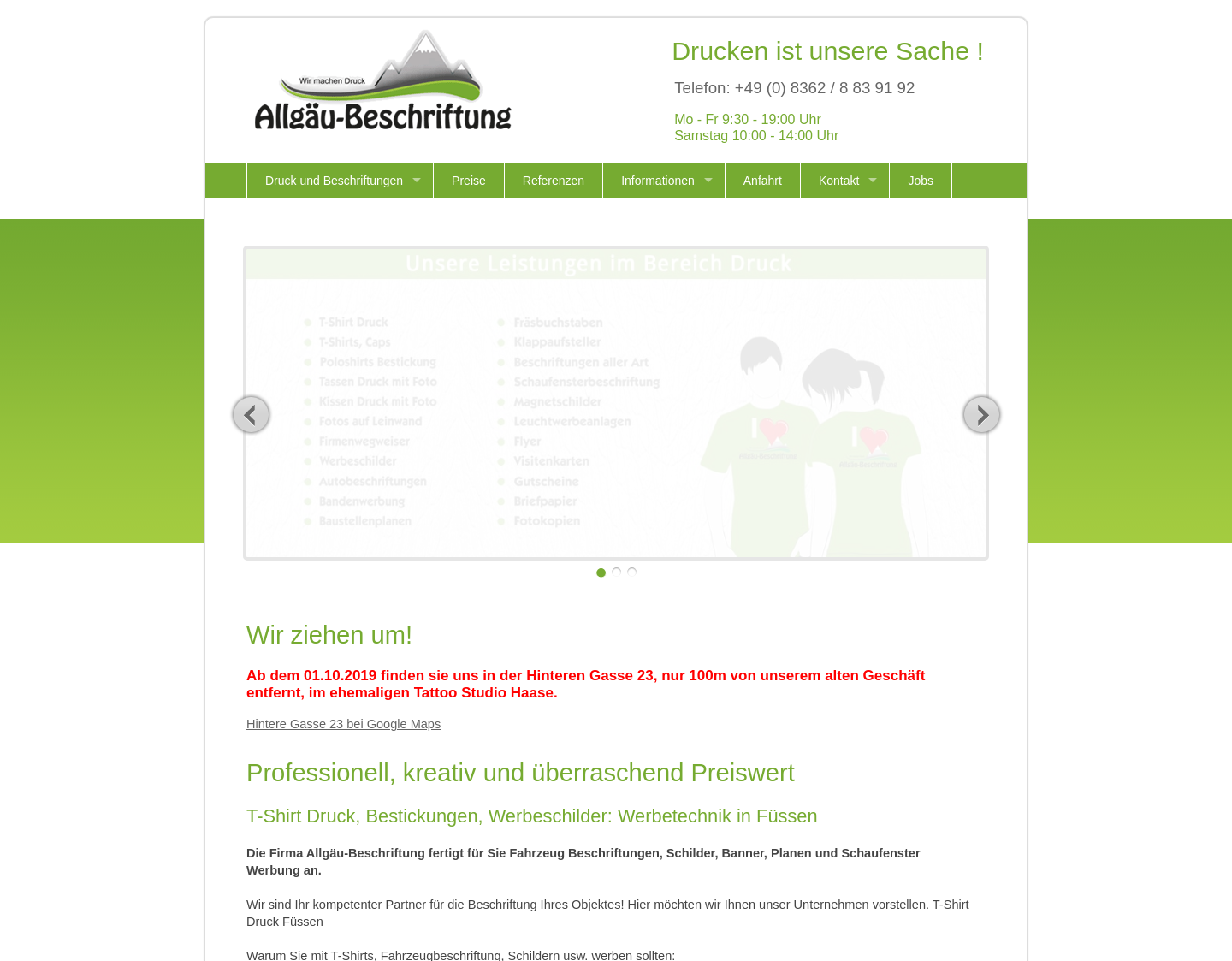 Aktuelle Website-Vorschau von Allgäu Beschriftung Werbetechnik