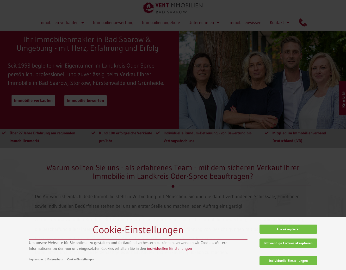 Aktuelle Website-Vorschau von VENT-Immobilien Bad Saarow