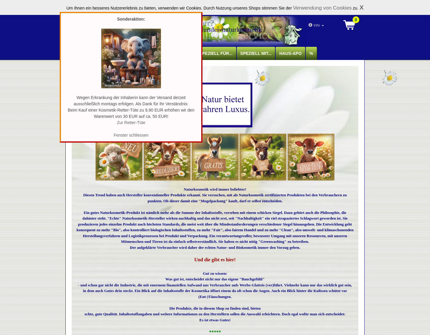 Aktuelle Website-Vorschau von keinplunder Naturkosmetik
