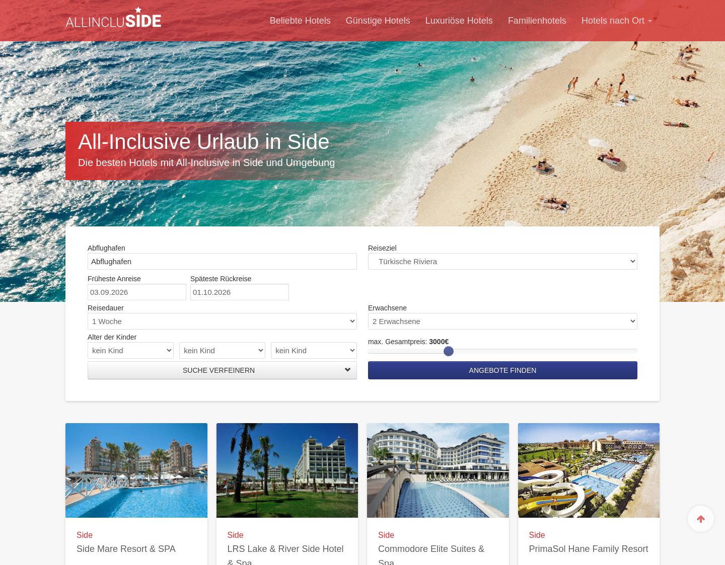 Aktuelle Website-Vorschau von allincluSIDE