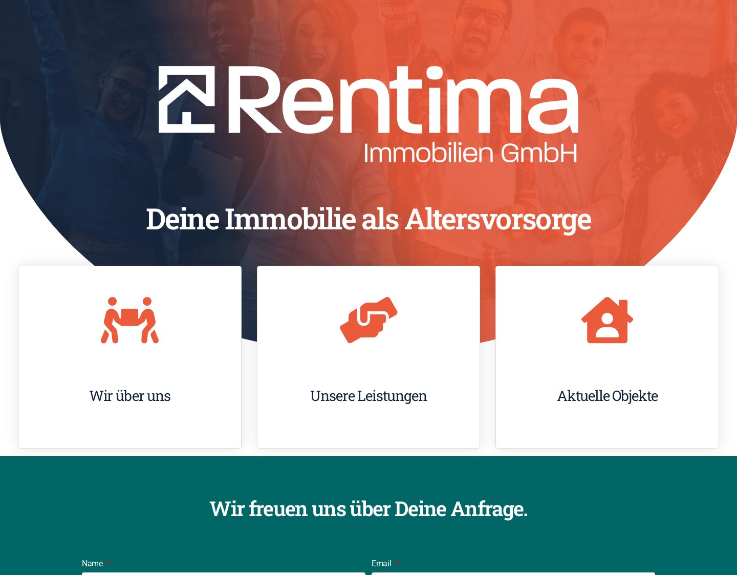 Aktuelle Website-Vorschau von Rentima Immobilien - Dein Altersvorsorgekonzept