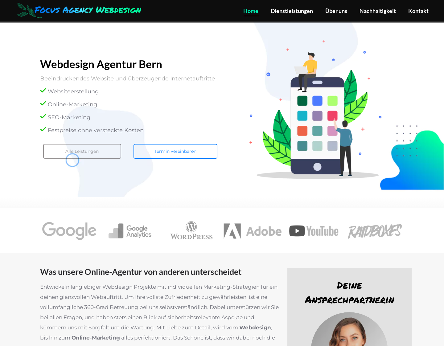 Aktuelle Website-Vorschau von Focus Agency Webdesign