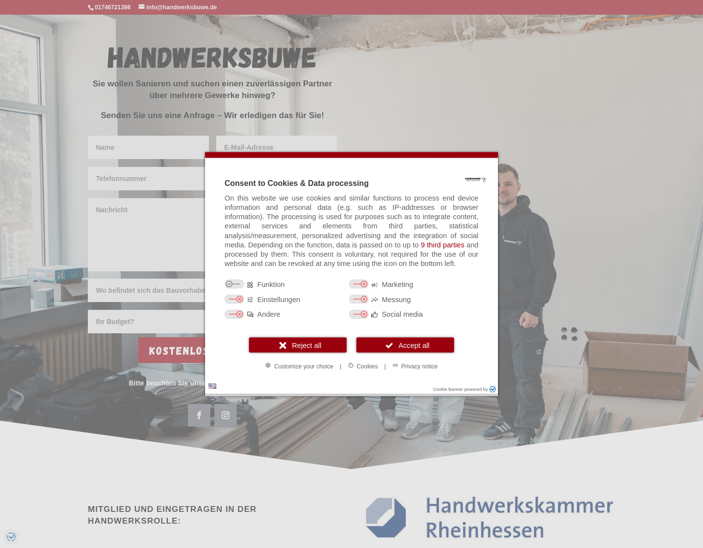 Aktuelle Website-Vorschau von Handwerksbuwe | Trockenbau, Böden, Innenausbau