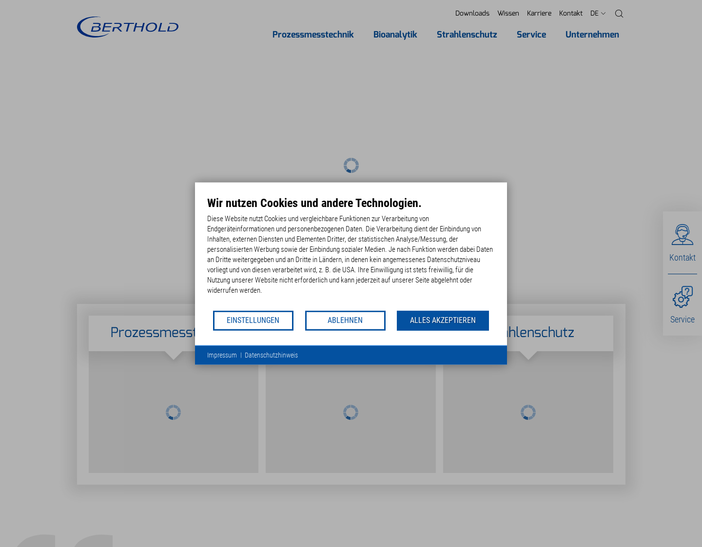 Aktuelle Website-Vorschau von Berthold Technologies GmbH & Co