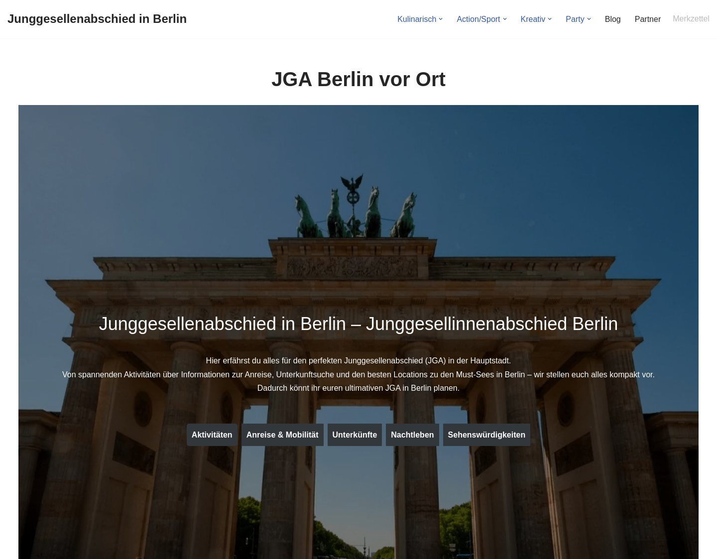 Aktuelle Website-Vorschau von Junggesellenabschied Berlin Ideen