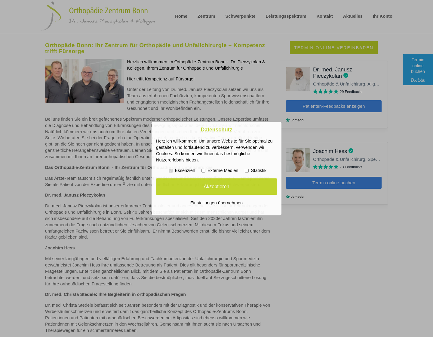 Aktuelle Website-Vorschau von Orthopädie Zentrum Bonn - Dr. J. Pieczykolan & Ko