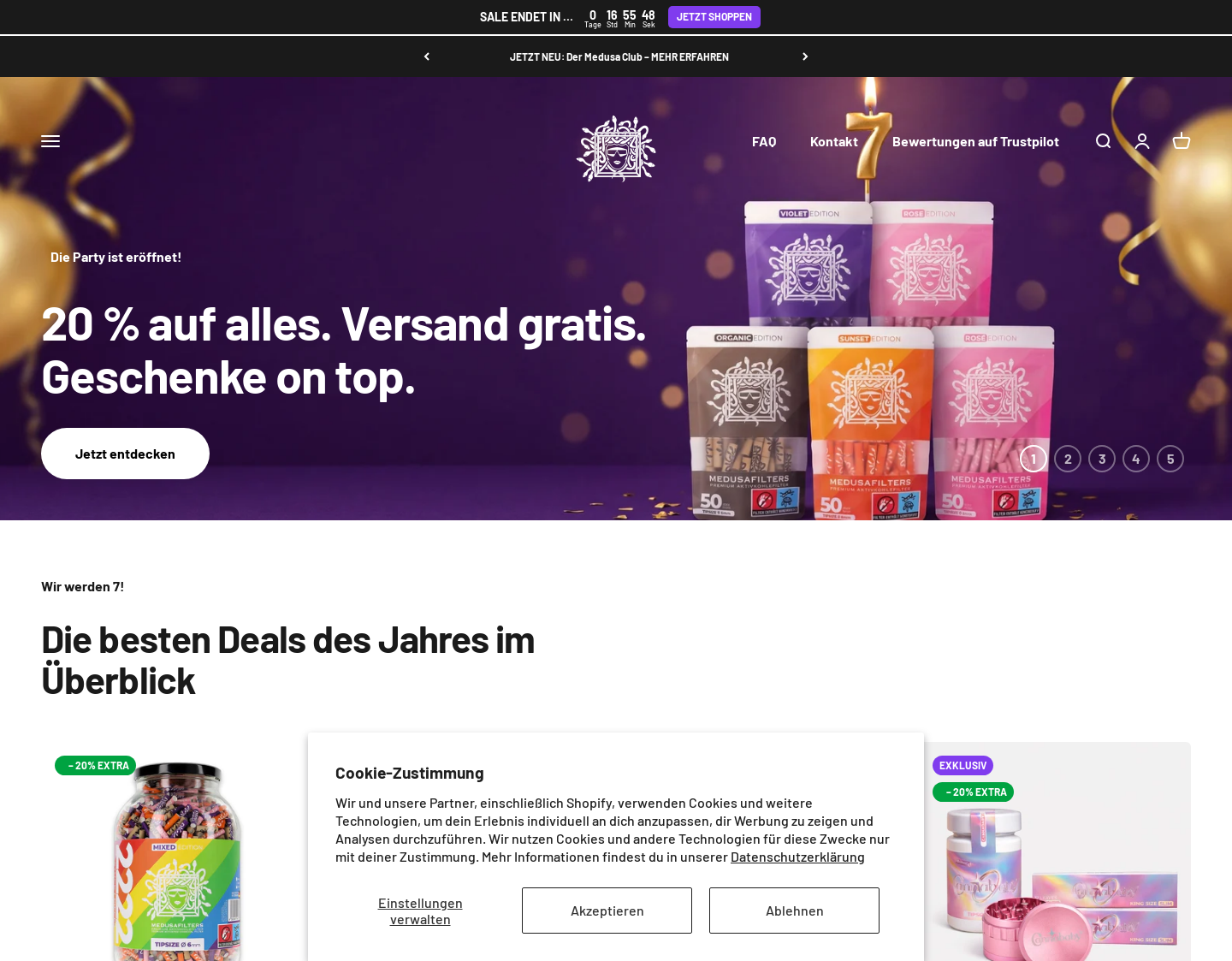 Aktuelle Website-Vorschau von Medusafilers