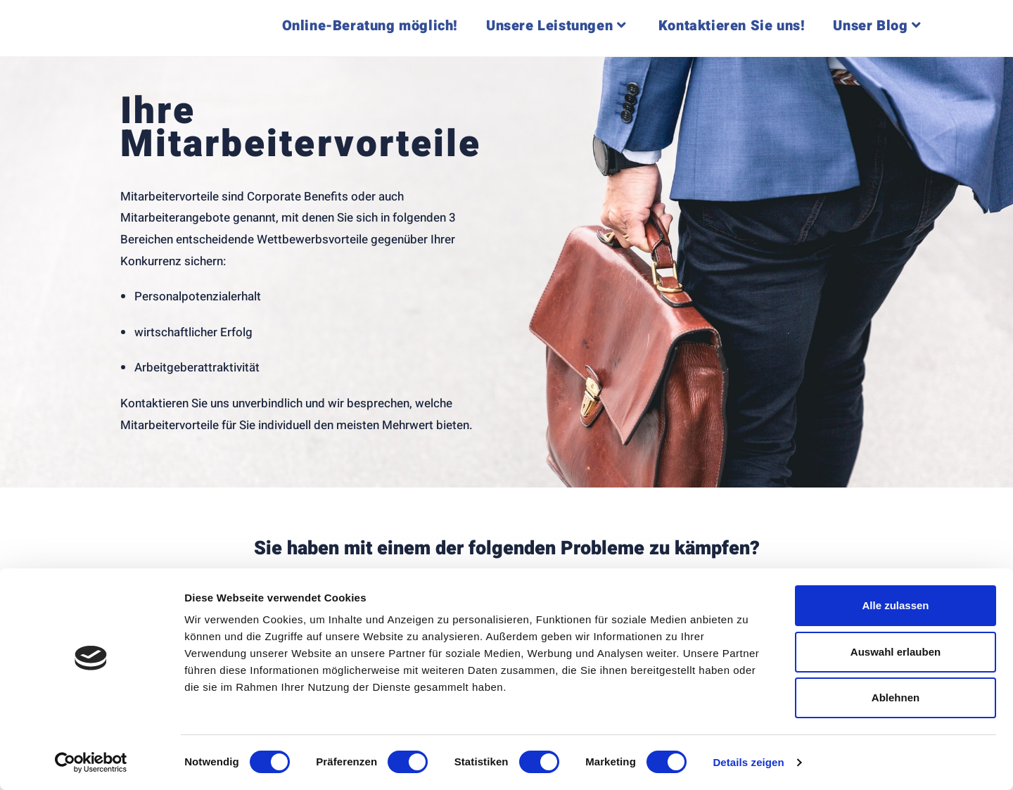 Aktuelle Website-Vorschau von Mitarbeitervorteile