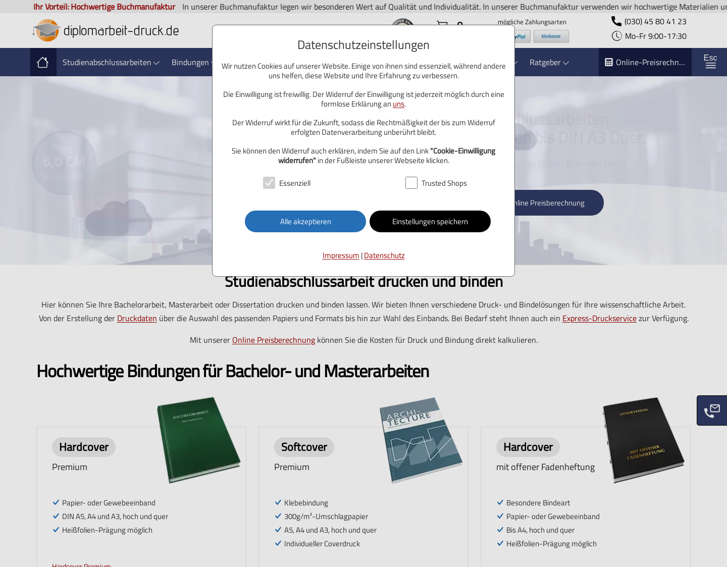 Aktuelle Website-Vorschau von diplomarbeit-druck.de
