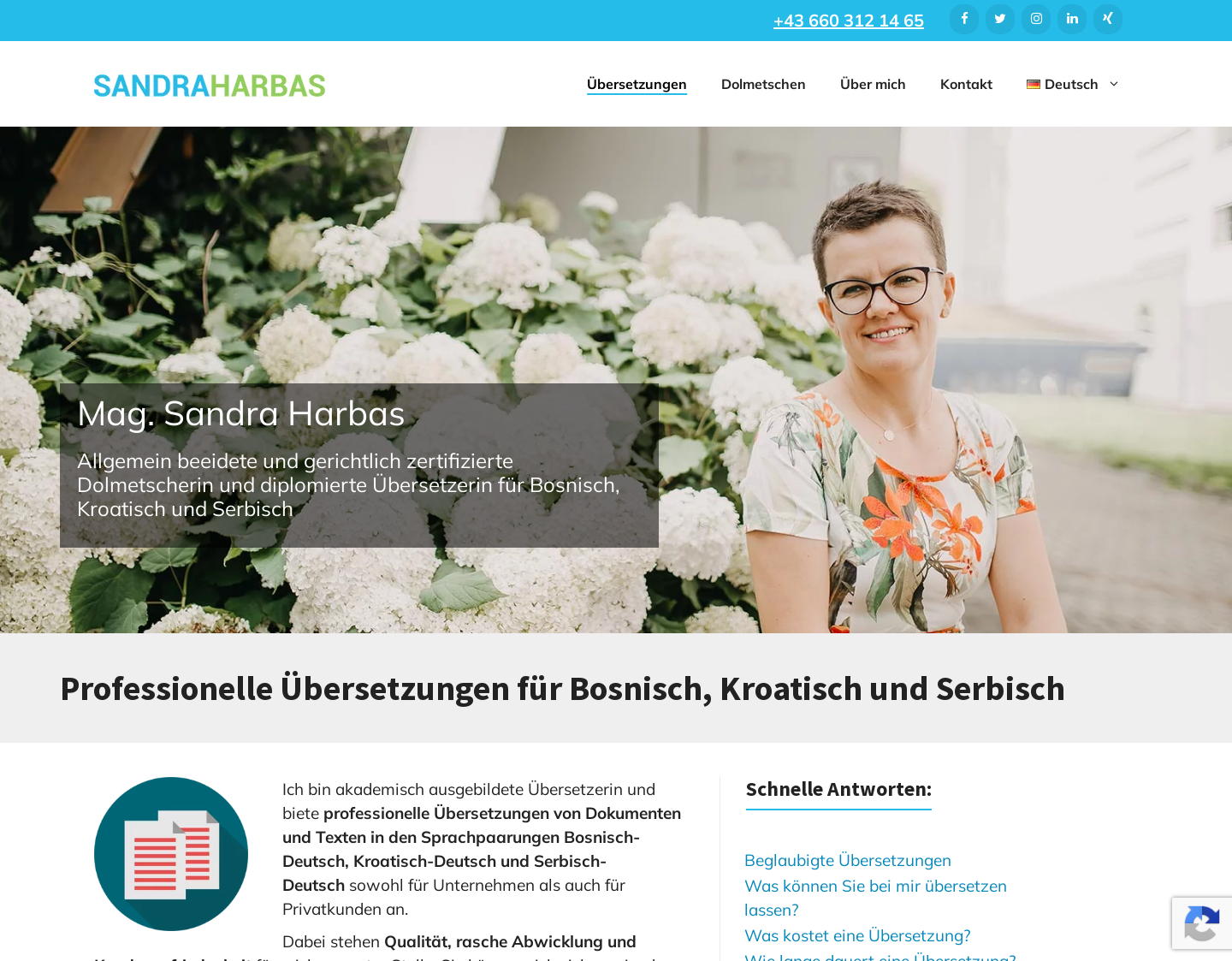 Aktuelle Website-Vorschau von Mag. Sandra Harbas - Übersetzungen