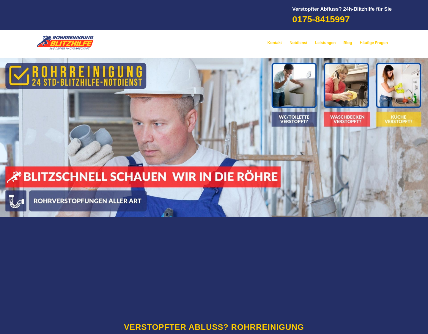 Aktuelle Website-Vorschau von Rohrreinigung-Blitzhilfe.de - Bei Rohrverstopfunge