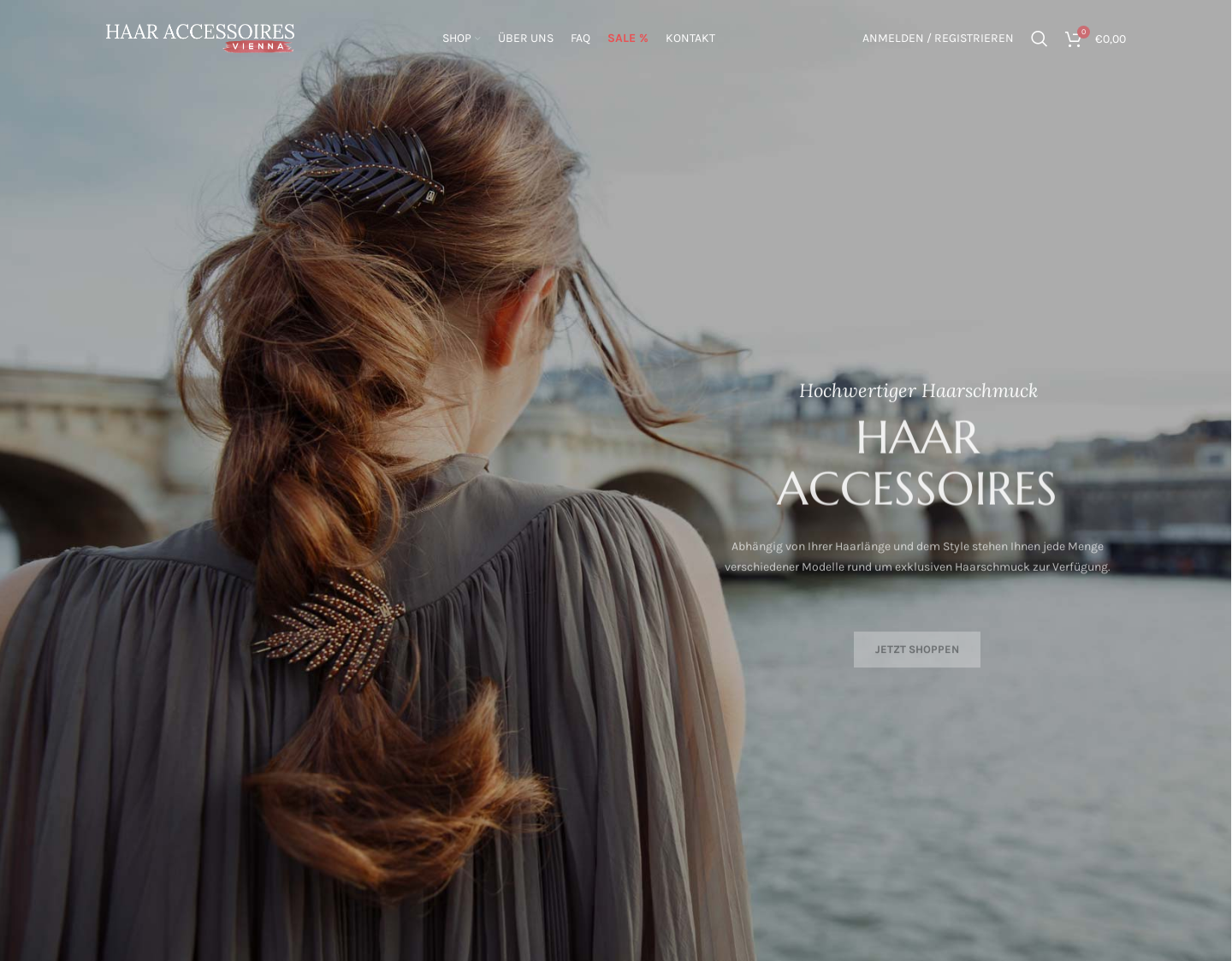 Aktuelle Website-Vorschau von Haar Accessoires Vienna