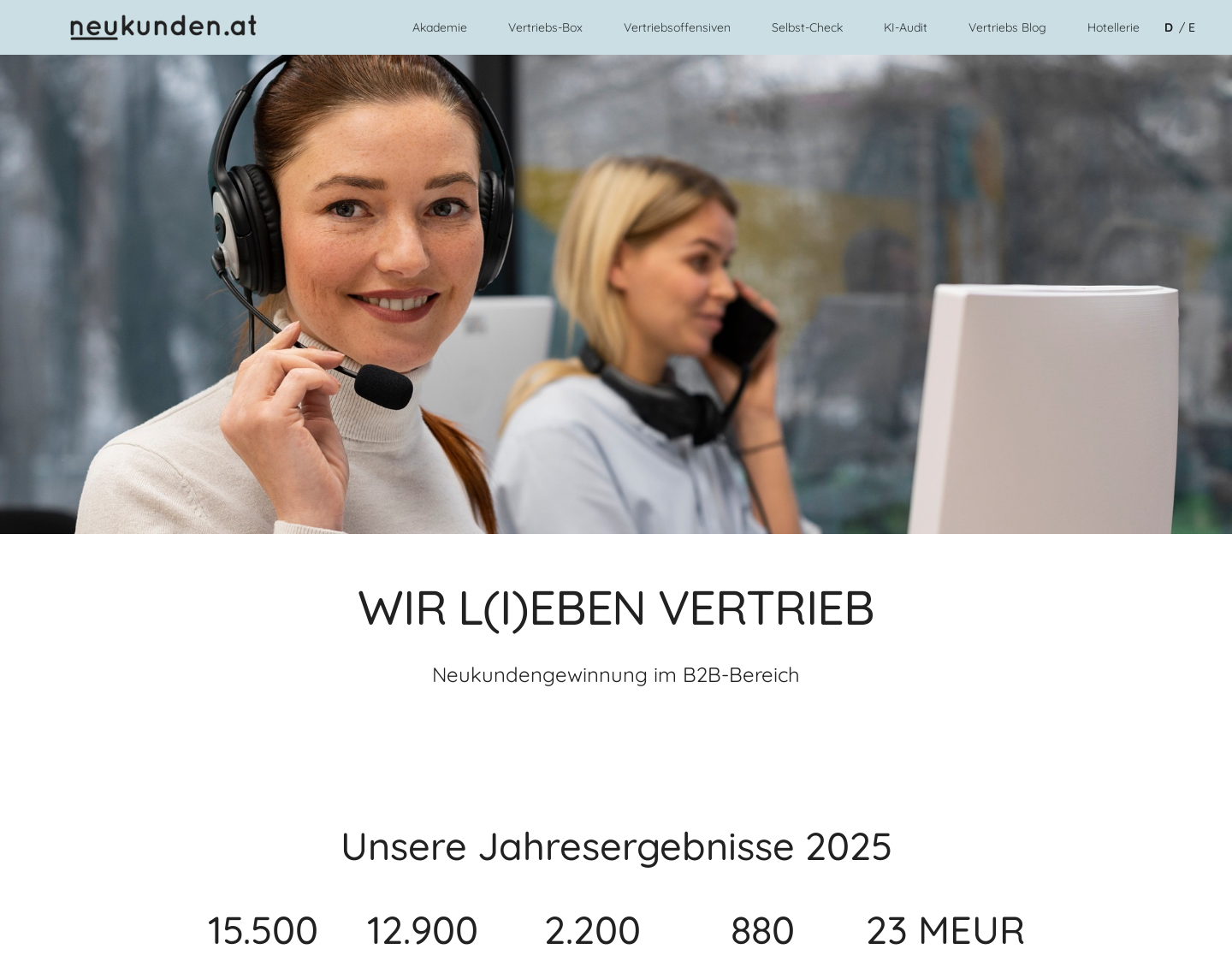 Aktuelle Website-Vorschau von Neukundengewinnung
