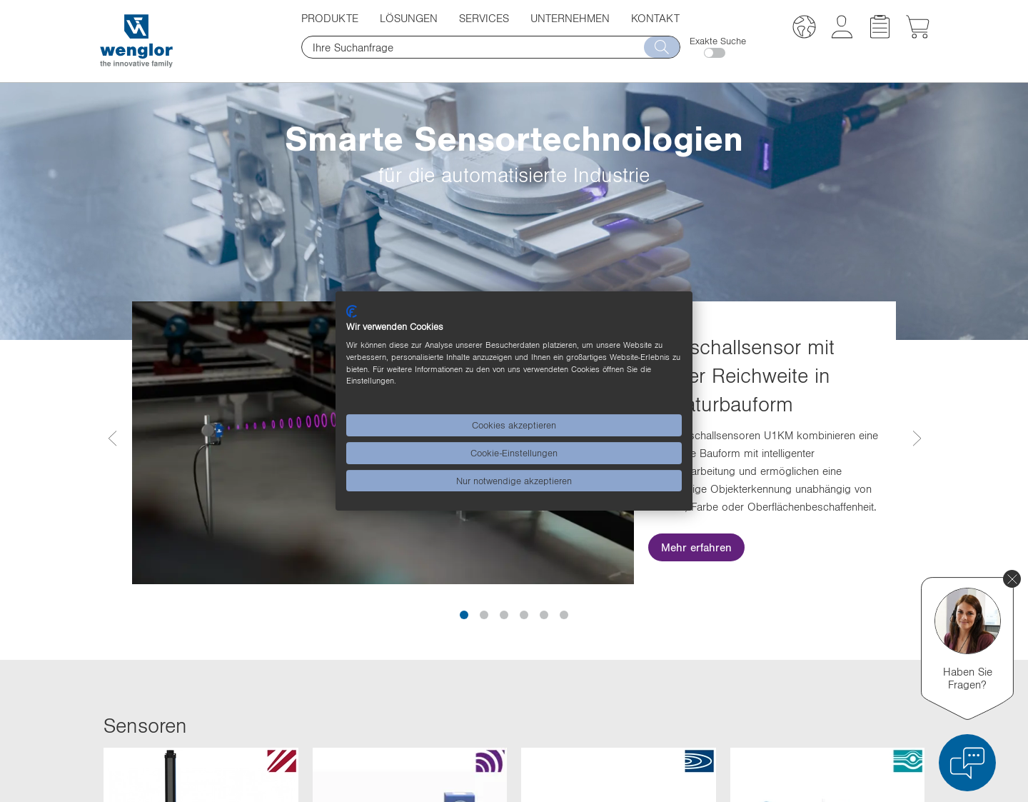 Aktuelle Website-Vorschau von Wenglor Sensoric GmbH