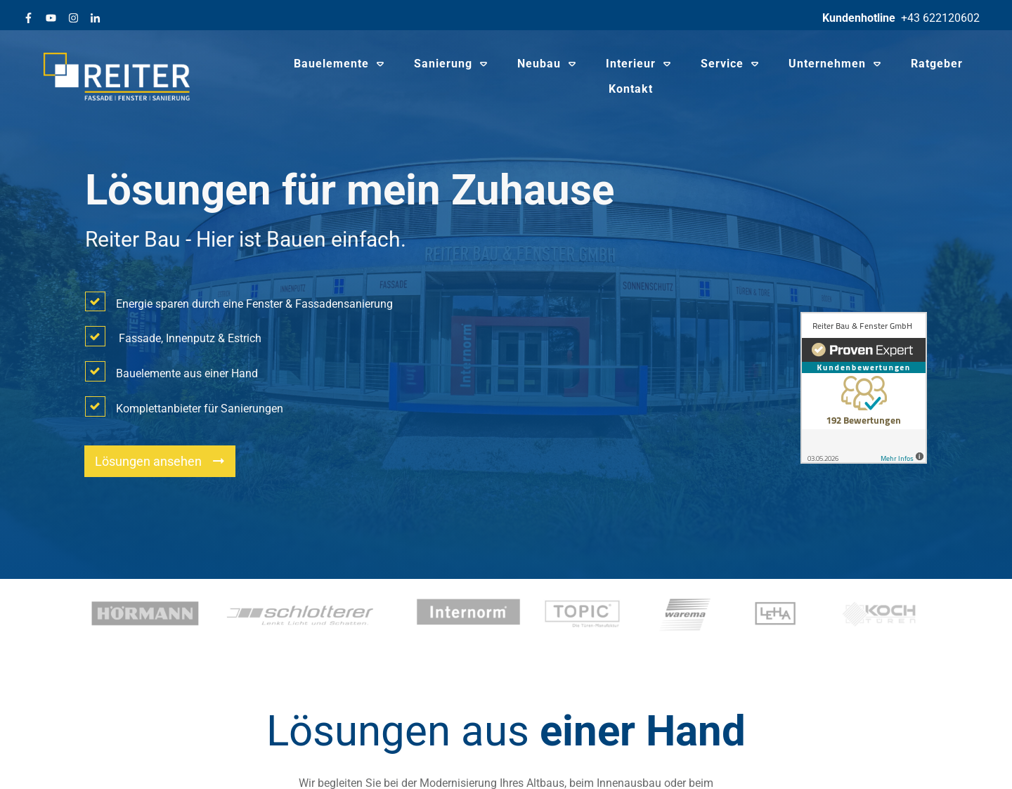 Aktuelle Website-Vorschau von Reiter Bau & Fenster GmbH