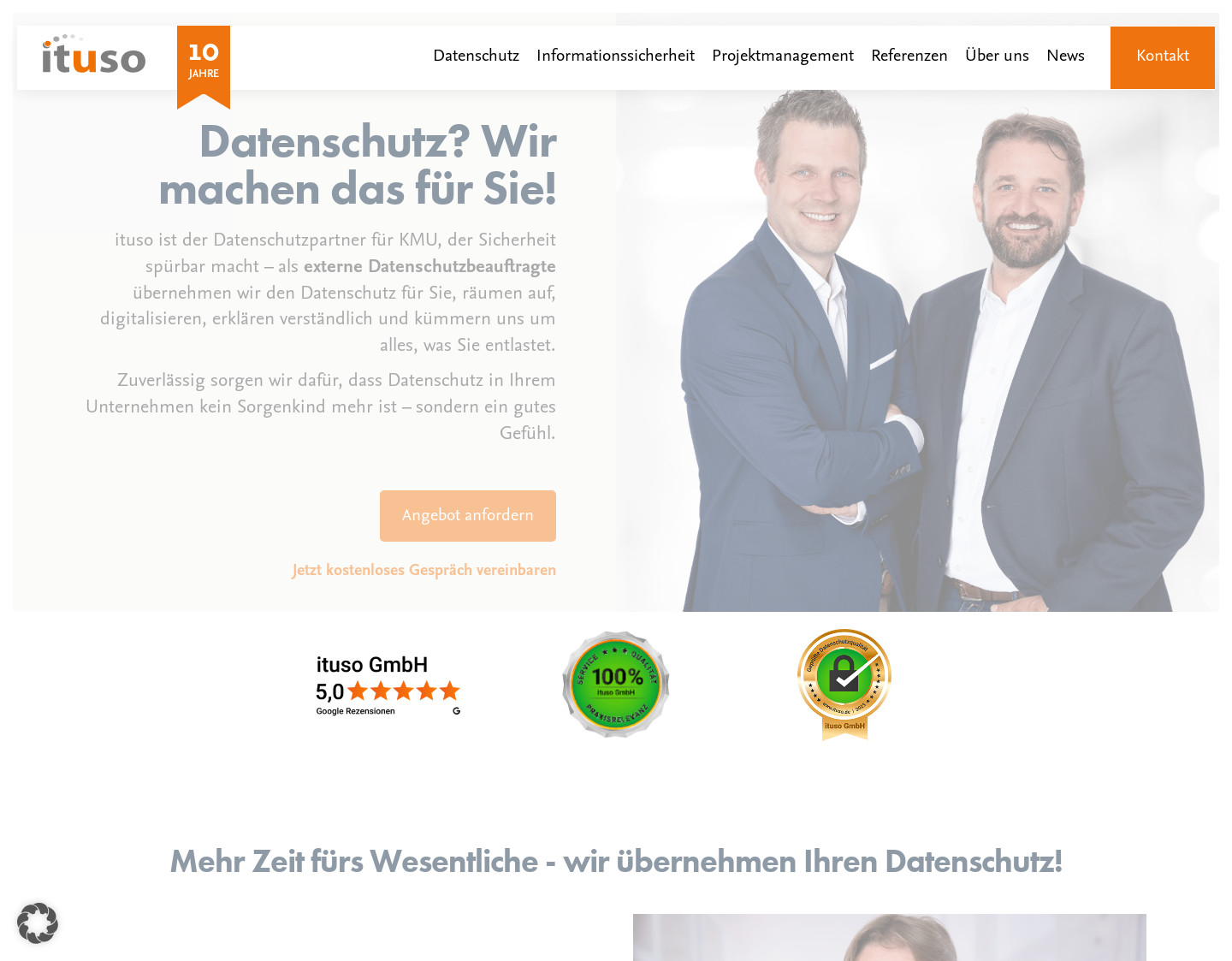 Aktuelle Website-Vorschau von ituso GmbH - Ihr Partner für den Datenschutz