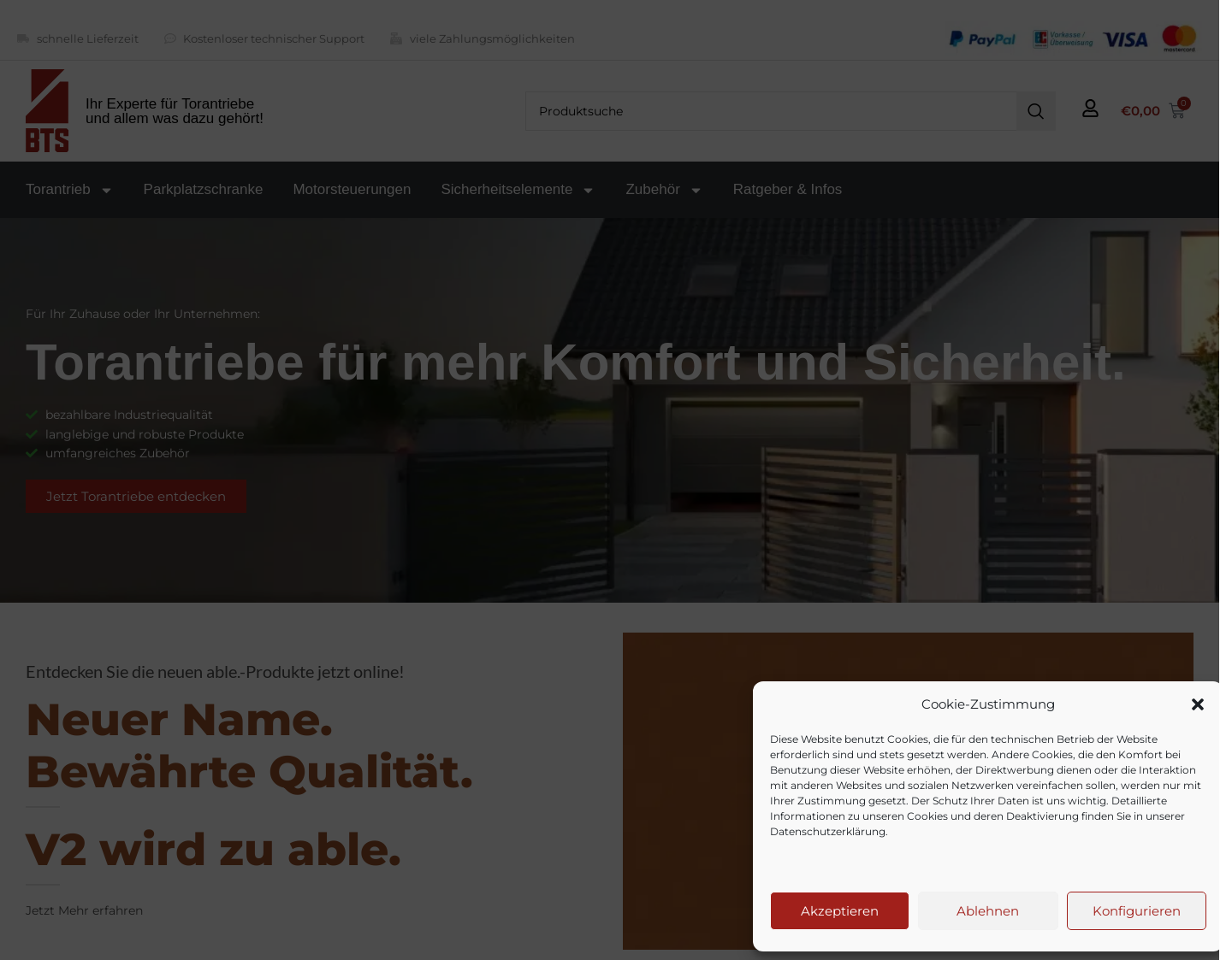 Aktuelle Website-Vorschau von Bovan Torantriebsservice Online-SHop