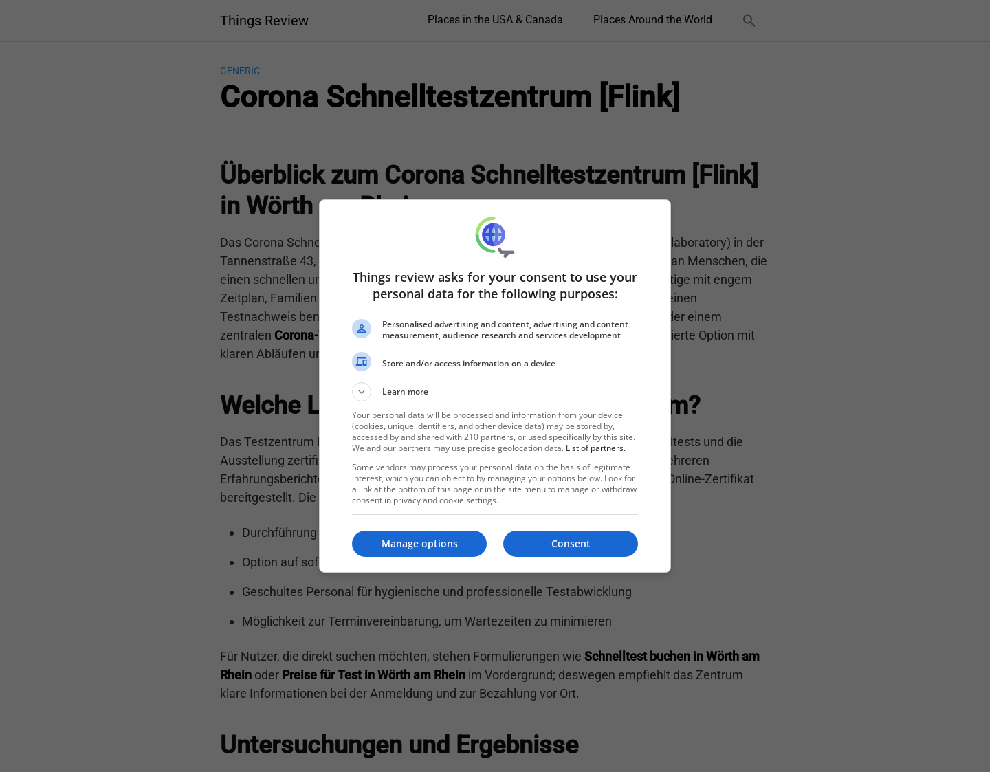 Aktuelle Website-Vorschau von Corona Teststation