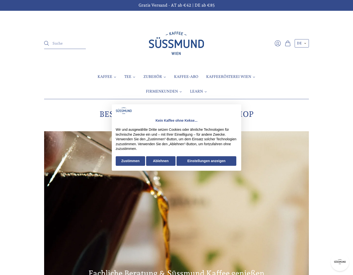 Aktuelle Website-Vorschau von Süssmund Kaffee GmbH