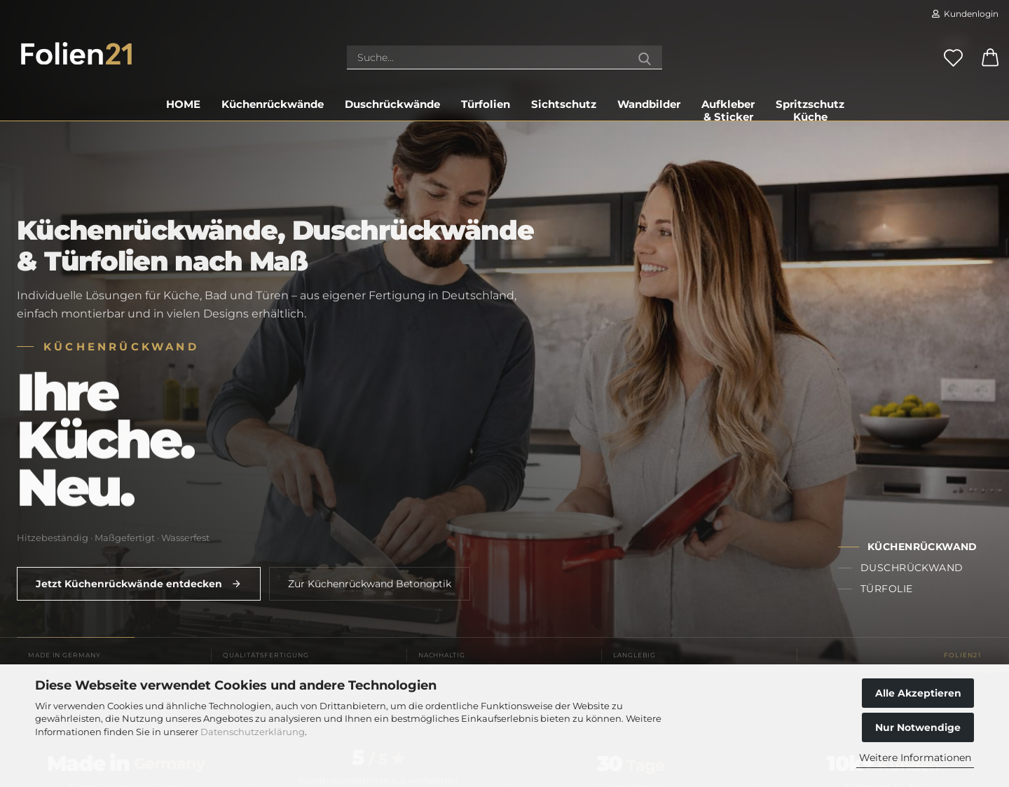 Aktuelle Website-Vorschau von Klebefolien und Küchenrückwand Folien