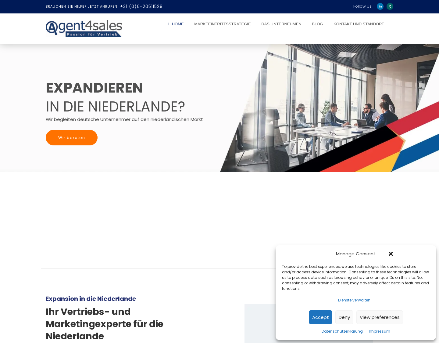 Aktuelle Website-Vorschau von Agent4sales - Passion für Vertrieb