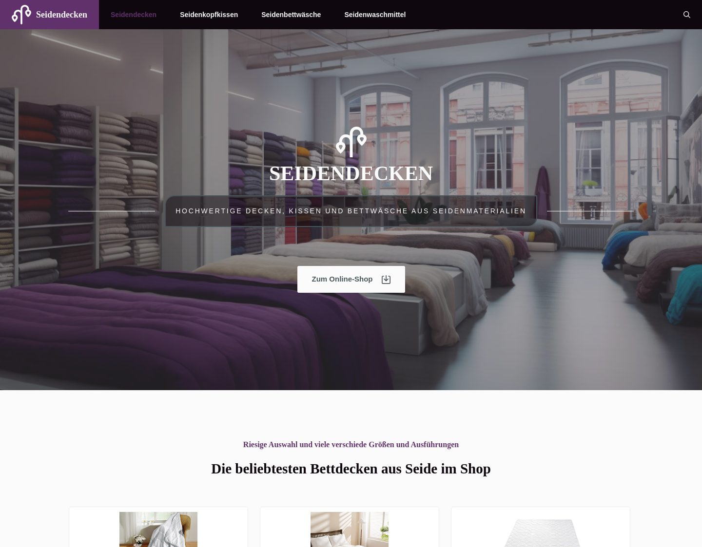 Aktuelle Website-Vorschau von Seiden Decken