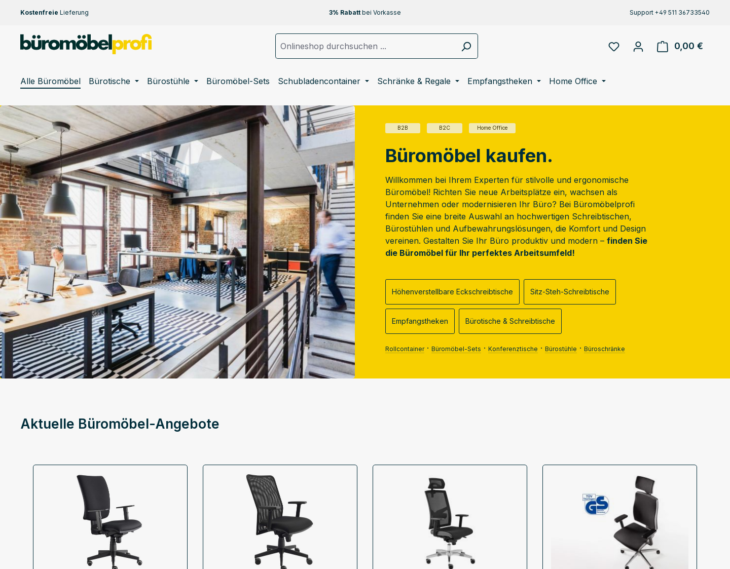 Aktuelle Website-Vorschau von Büromöbelprofi