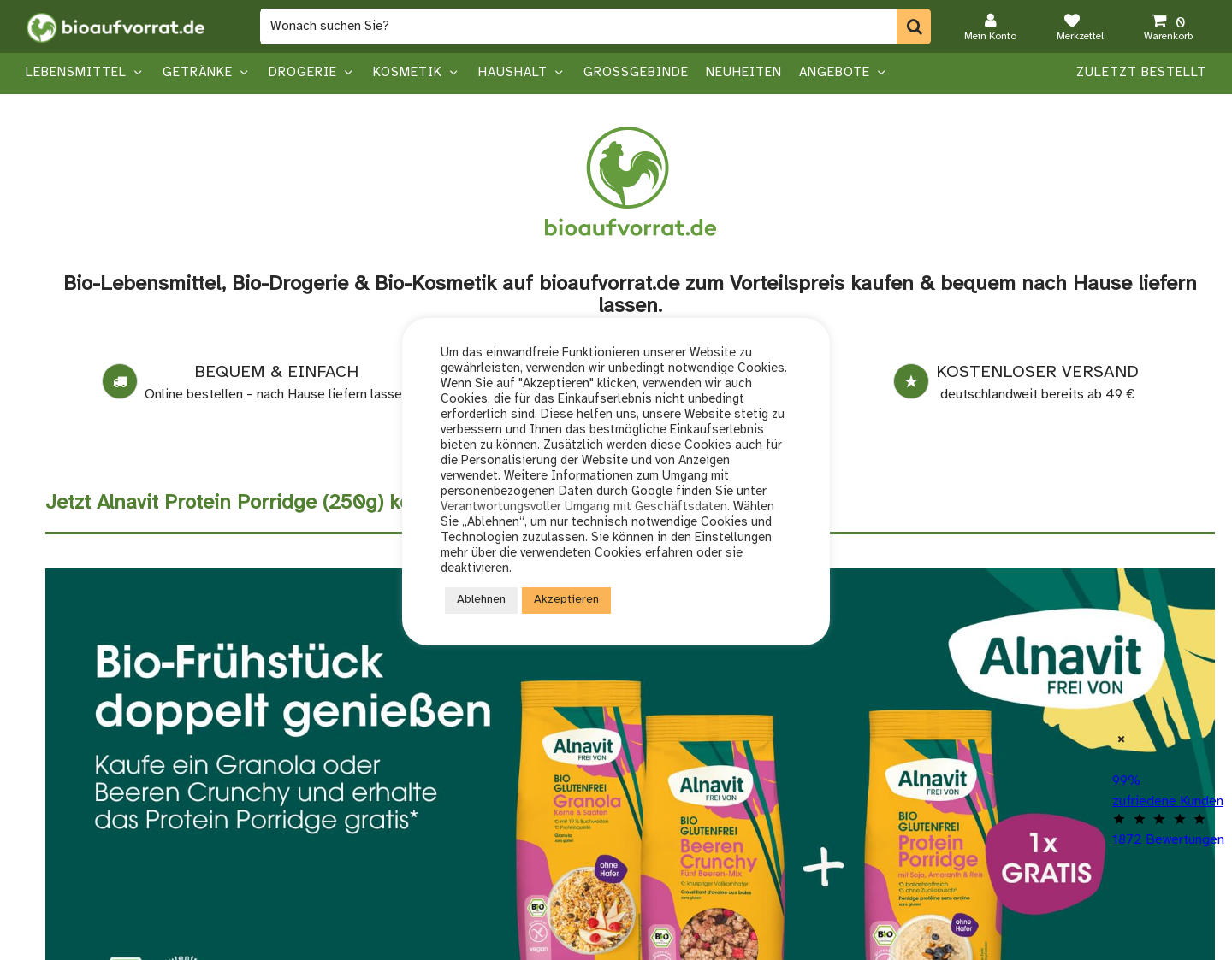 Aktuelle Website-Vorschau von Bioaufvorrat