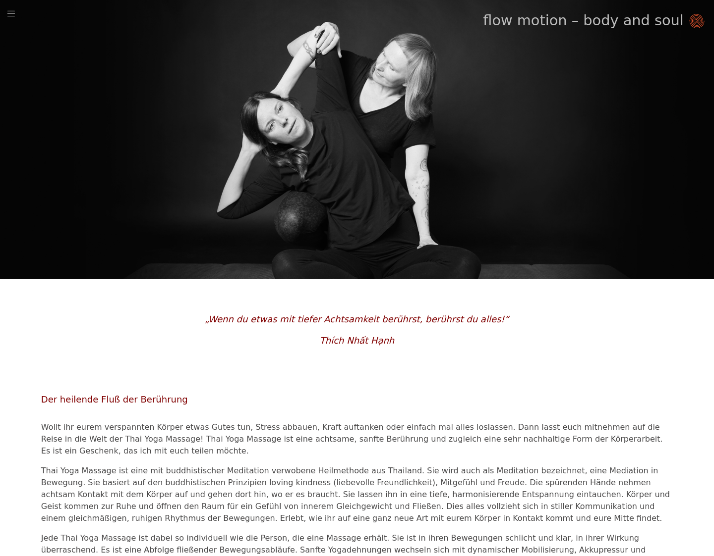 Aktuelle Website-Vorschau von flow motion | Thai Yoga Massage | Körperarbeit