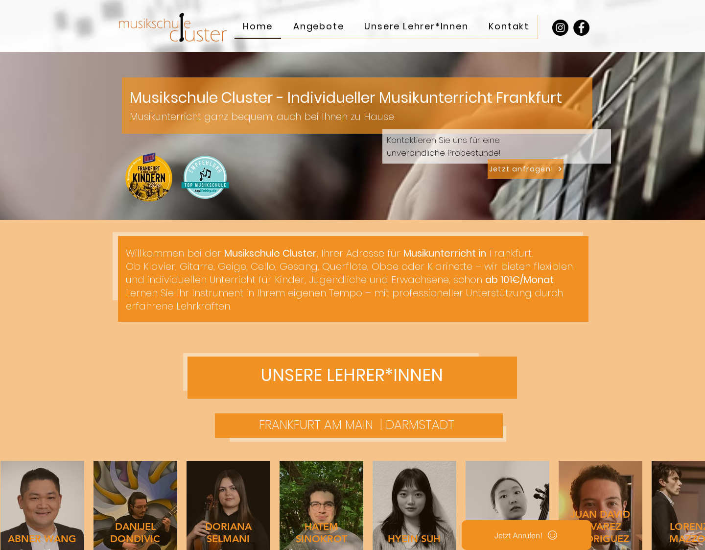 Aktuelle Website-Vorschau von Musikschule Cluster