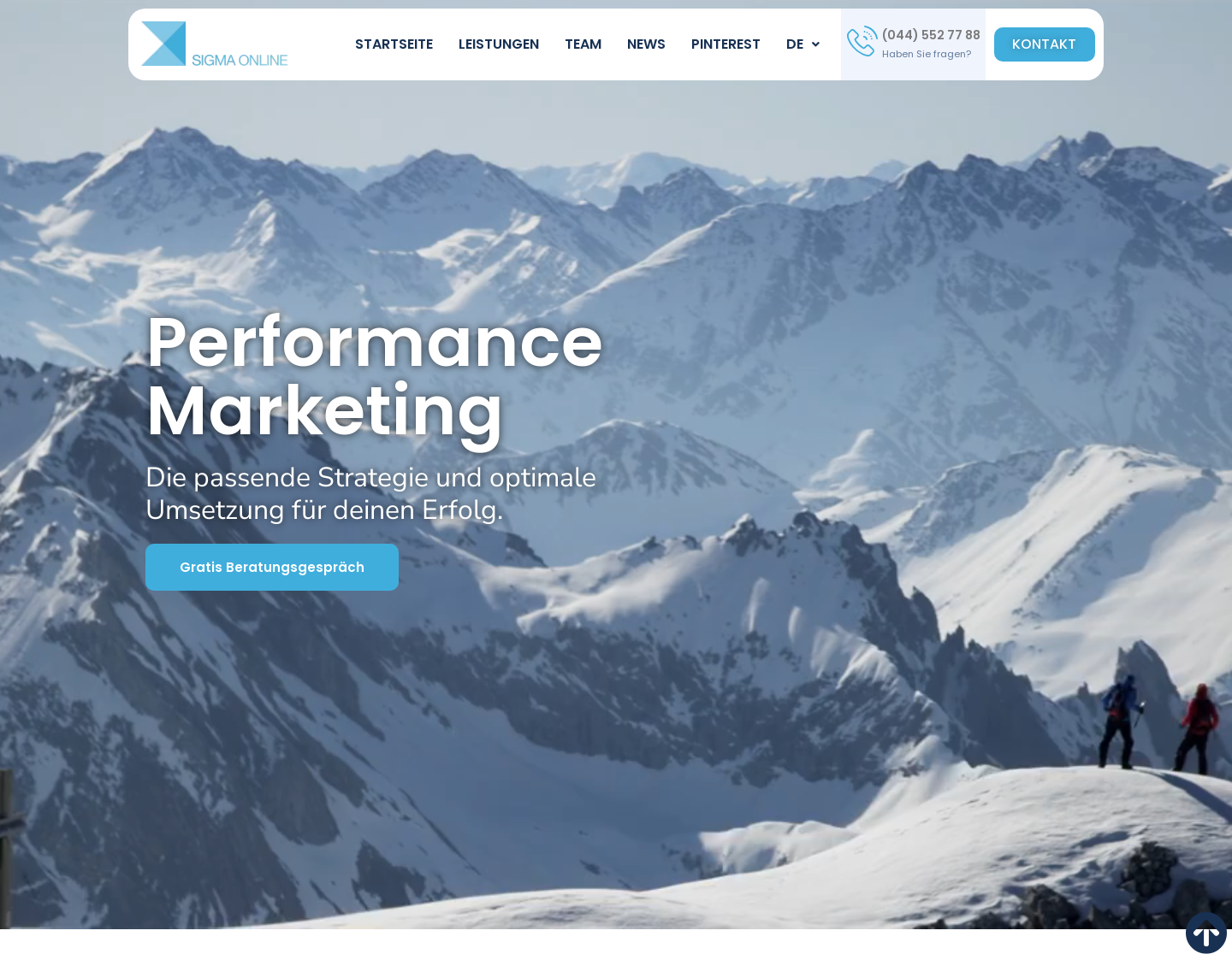 Aktuelle Website-Vorschau von Online Marketing Agentur in der Schweiz