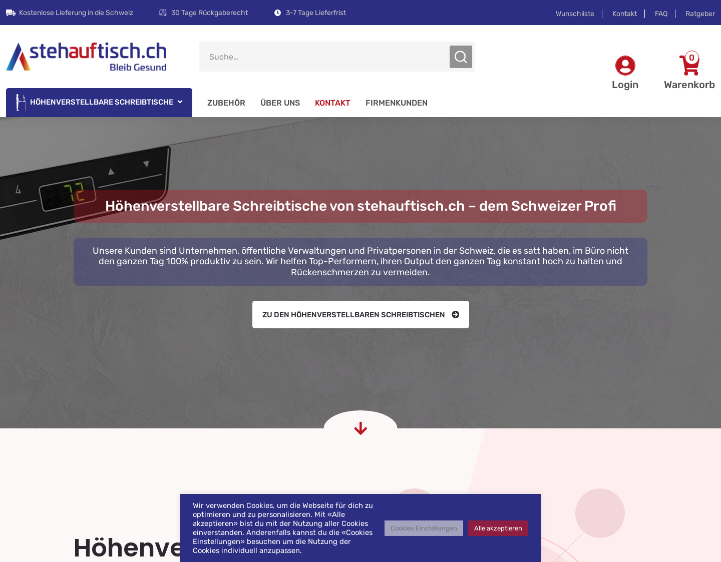 Aktuelle Website-Vorschau von stehauftisch.ch - Stehpult elektrisch betreiben