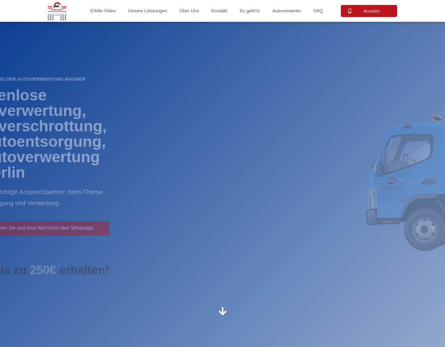 Aktuelle Website-Vorschau von Kostenlose Autoverwertung Wagner in Berlin