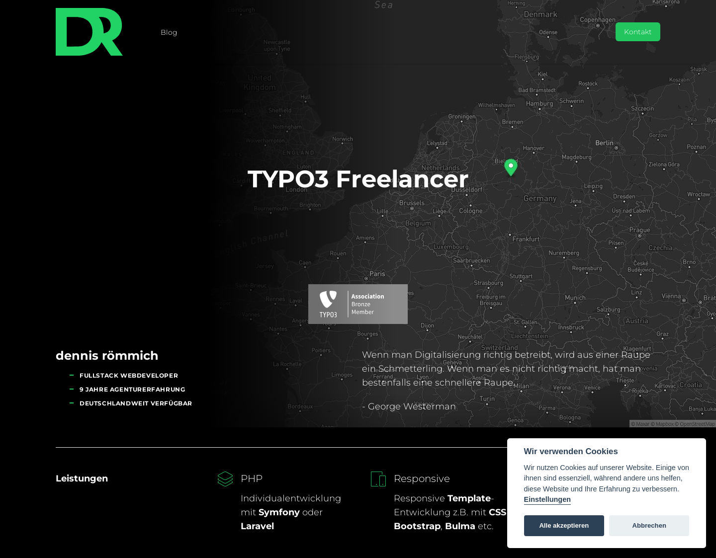 Aktuelle Website-Vorschau von TYPO3 Freelancer Dennis Römmich