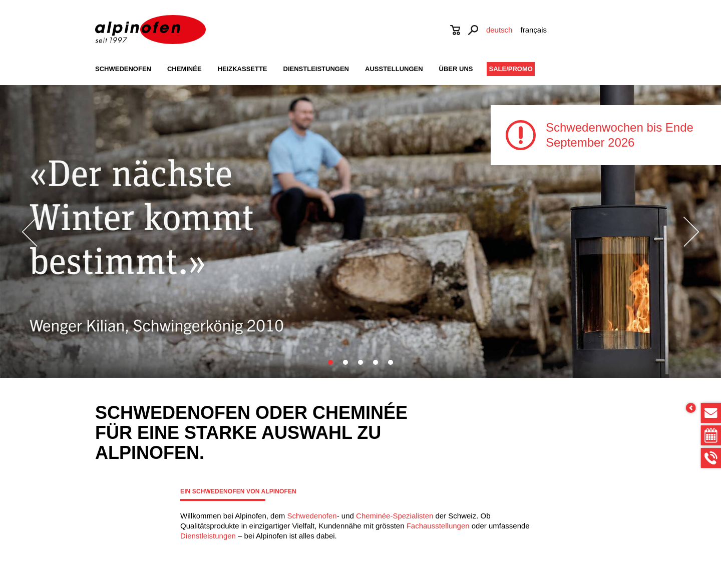 Aktuelle Website-Vorschau von Schwedenofen, Cheminée und Holzofen
