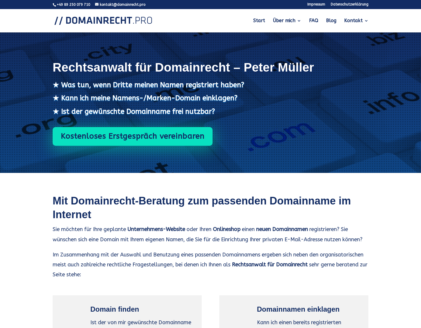 Aktuelle Website-Vorschau von Rechtsanwalt Peter Müller