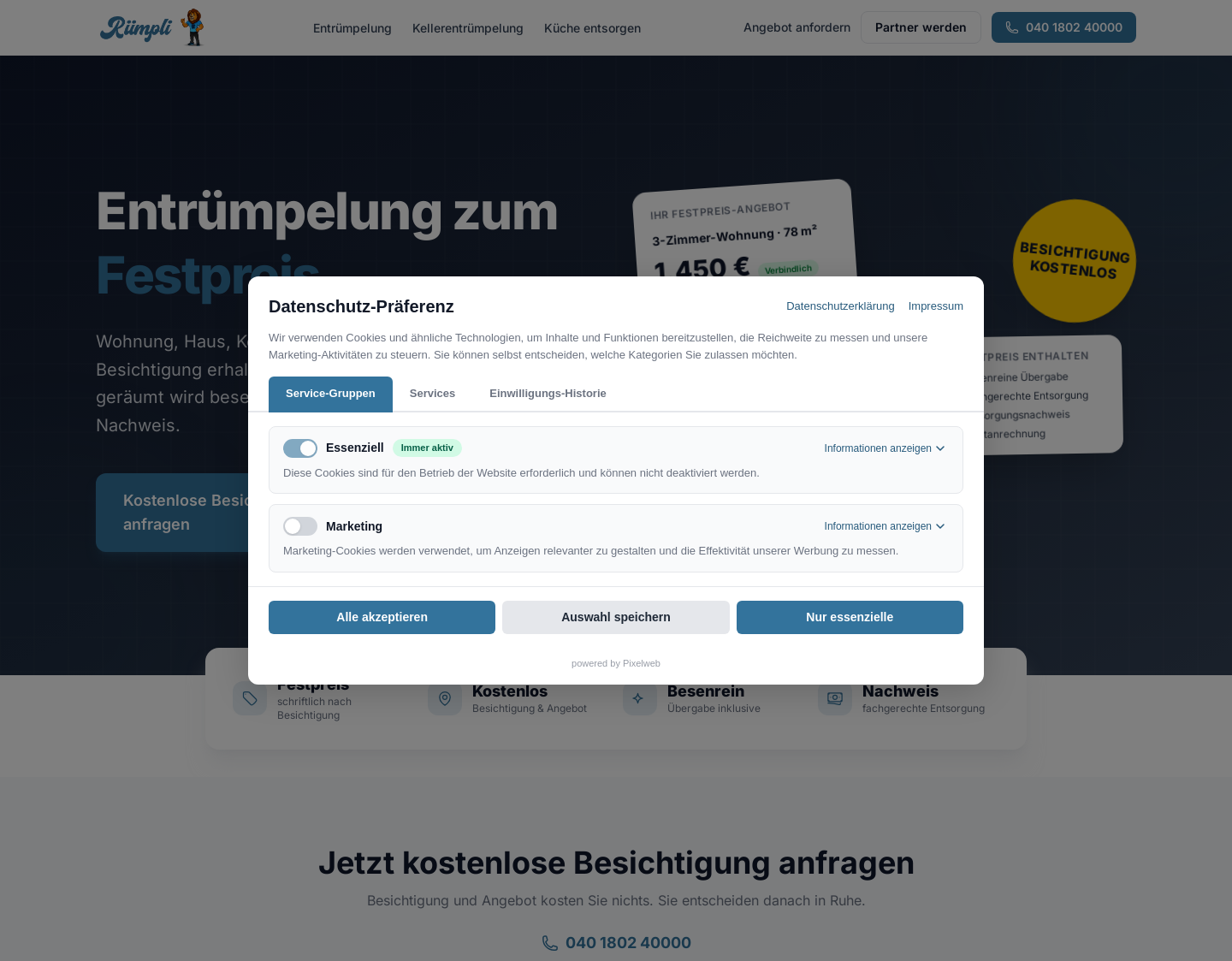 Aktuelle Website-Vorschau von Ruempli