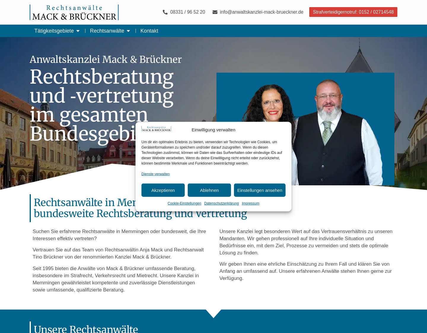 Aktuelle Website-Vorschau von Kanzlei Mack und Brückner