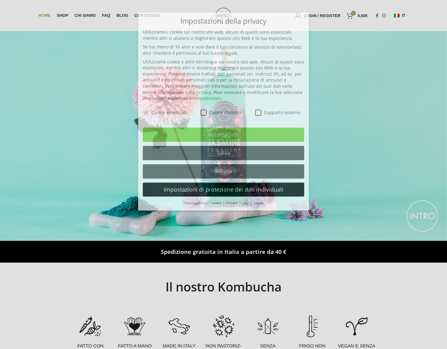 Aktuelle Website-Vorschau von INTRO Kombucha