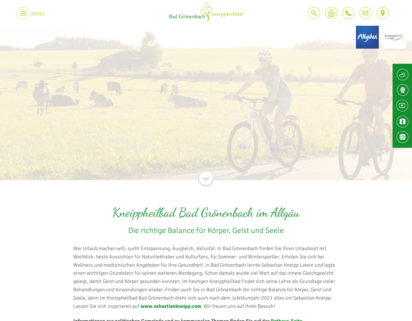 Aktuelle Website-Vorschau von Kur- und Gästeinformation Bad Grönenbach