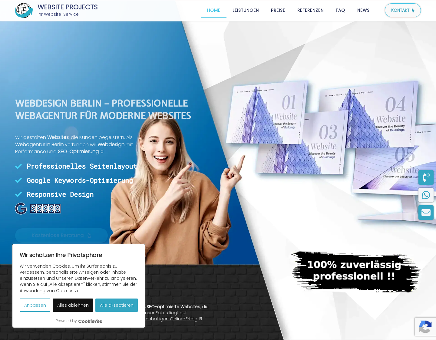 Aktuelle Website-Vorschau von WEBSITE PROJECTS - Ihr Website Service