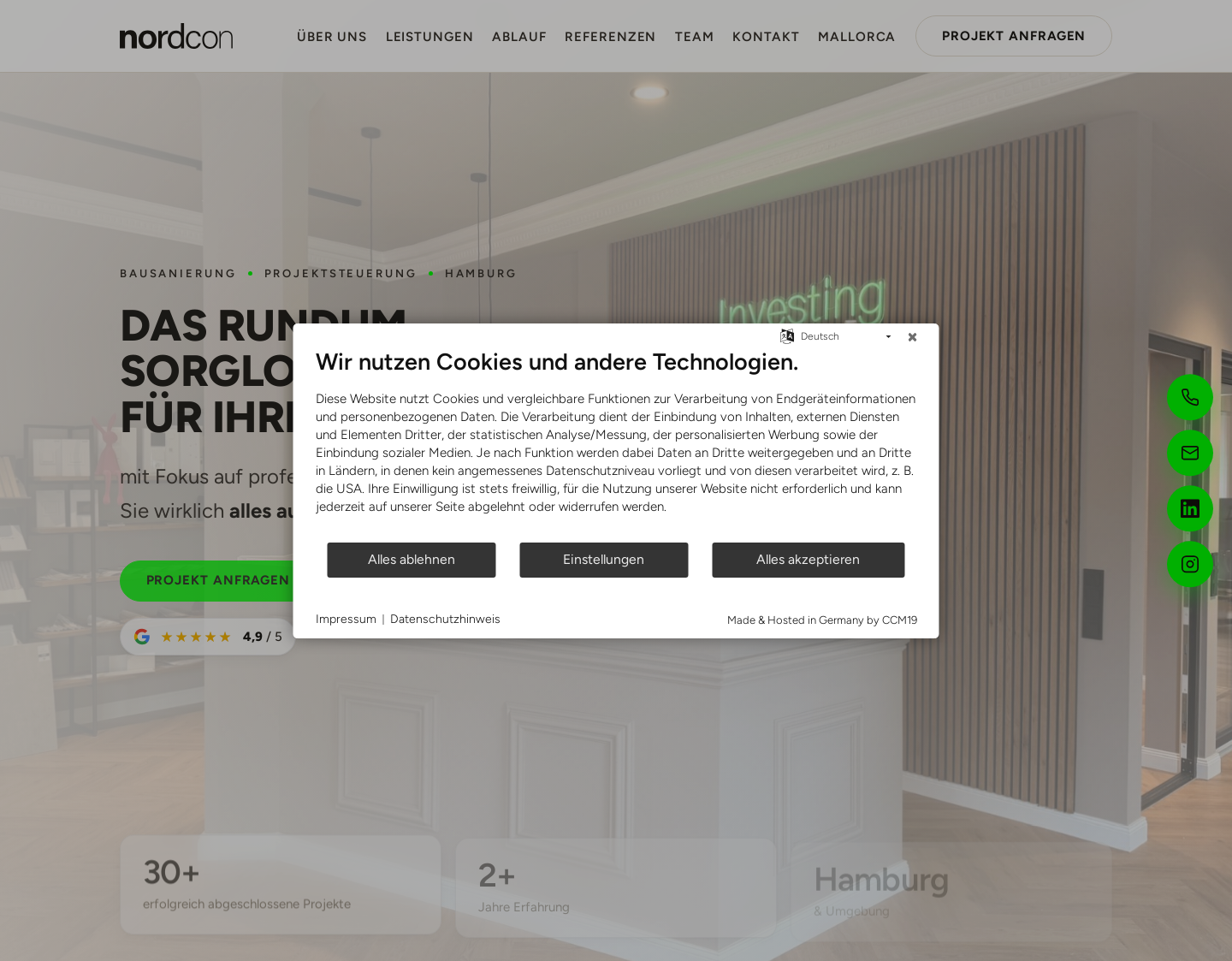 Aktuelle Website-Vorschau von Sanierungen in Hamburg