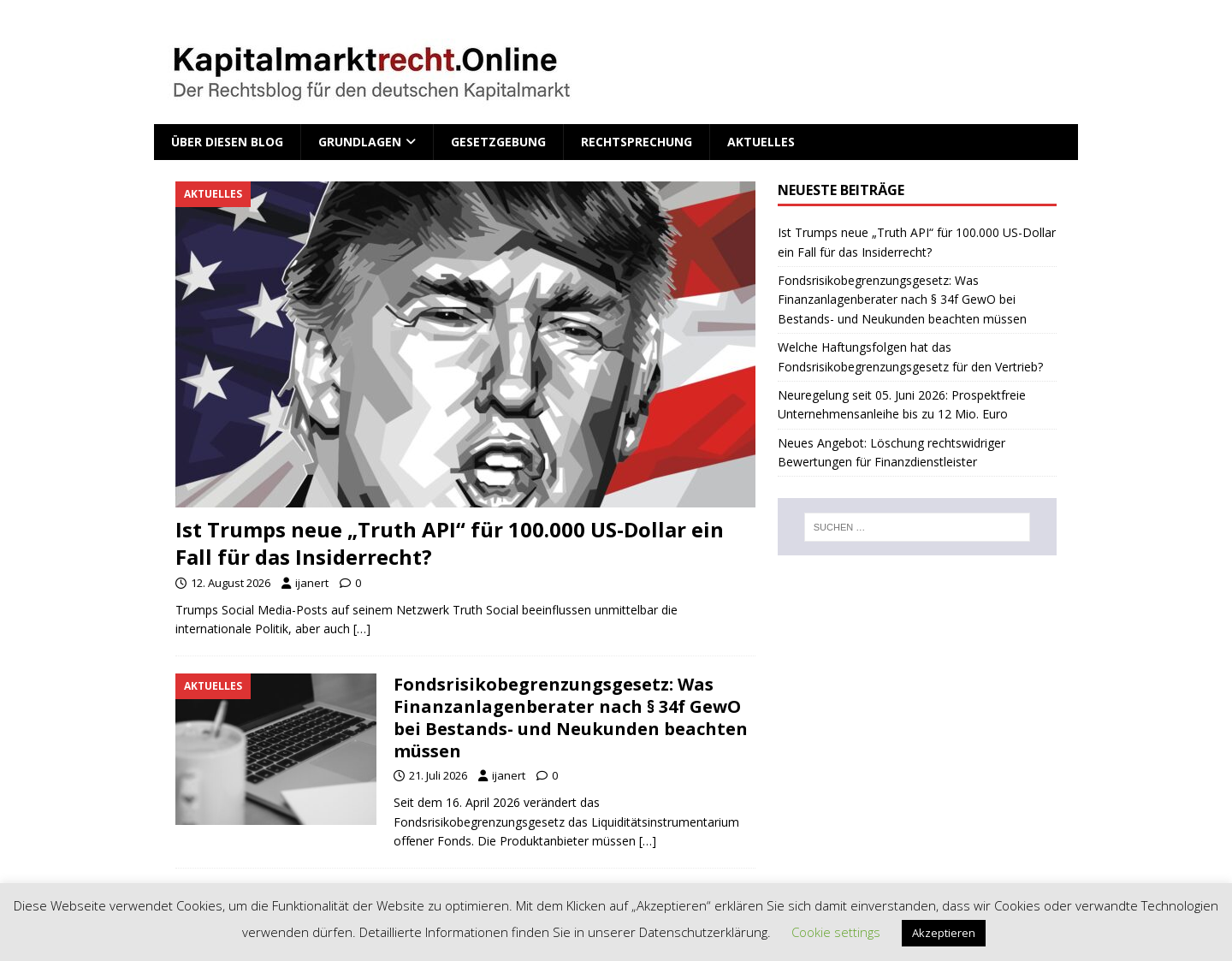Aktuelle Website-Vorschau von Kapitalmarktrecht.Online