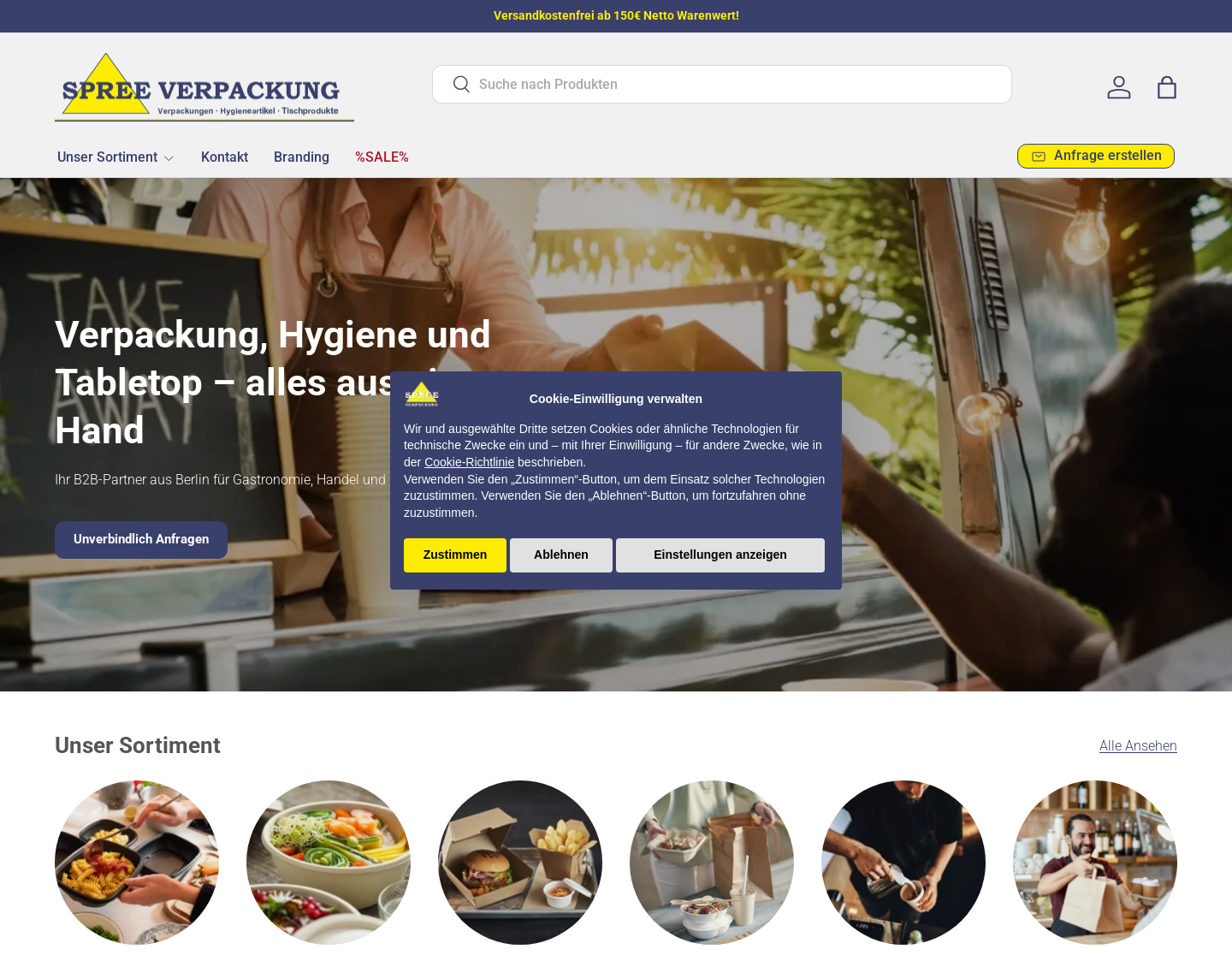 Aktuelle Website-Vorschau von Spree Verpackung