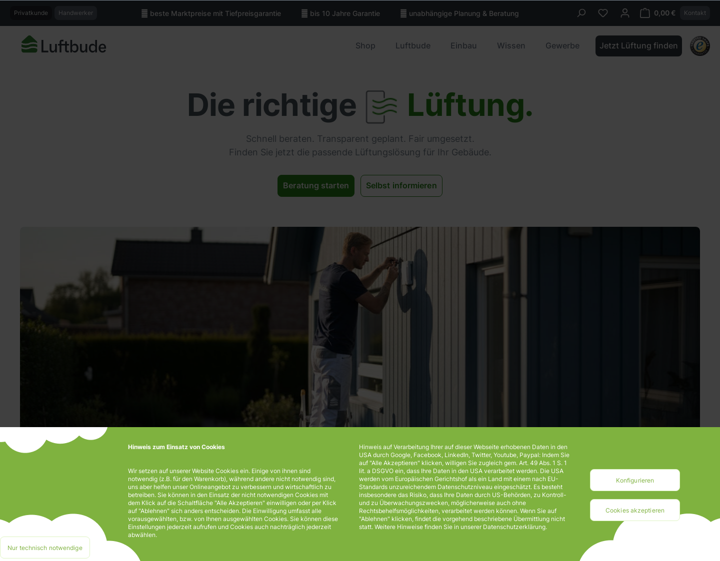 Aktuelle Website-Vorschau von Luftbude