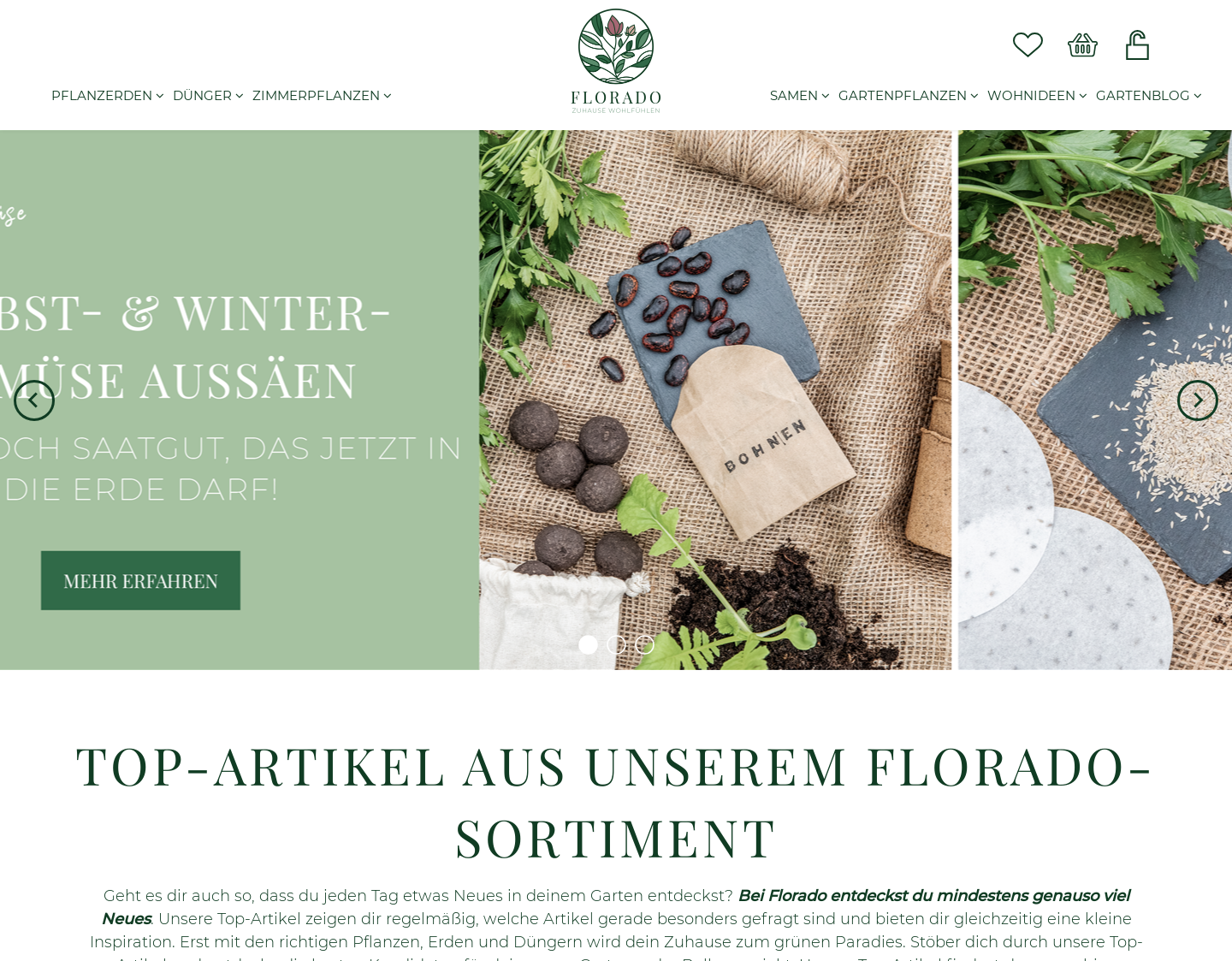Aktuelle Website-Vorschau von Florado - Onlineshop für Dünger, Erde, Pflanzen