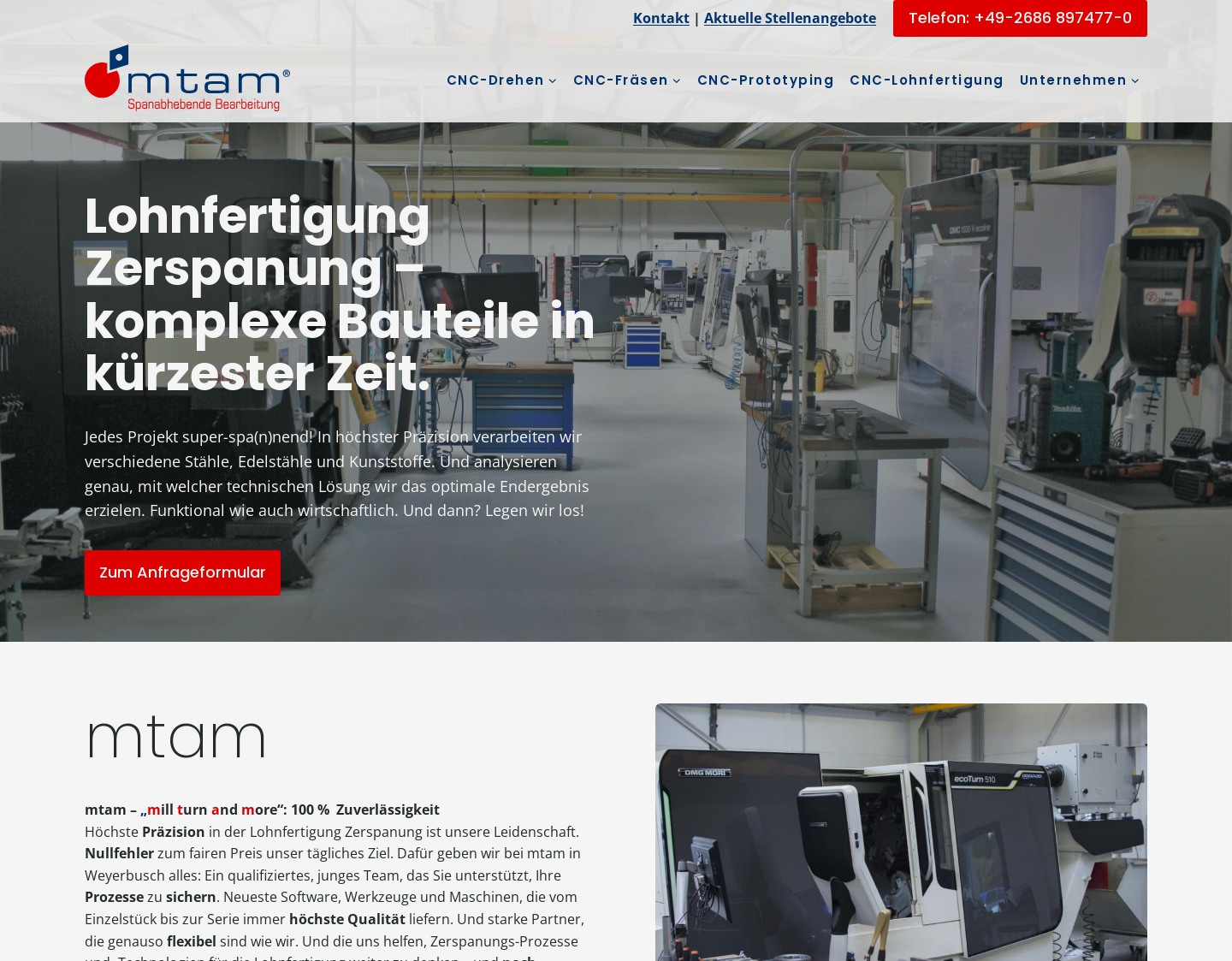Aktuelle Website-Vorschau von mtam GmbH